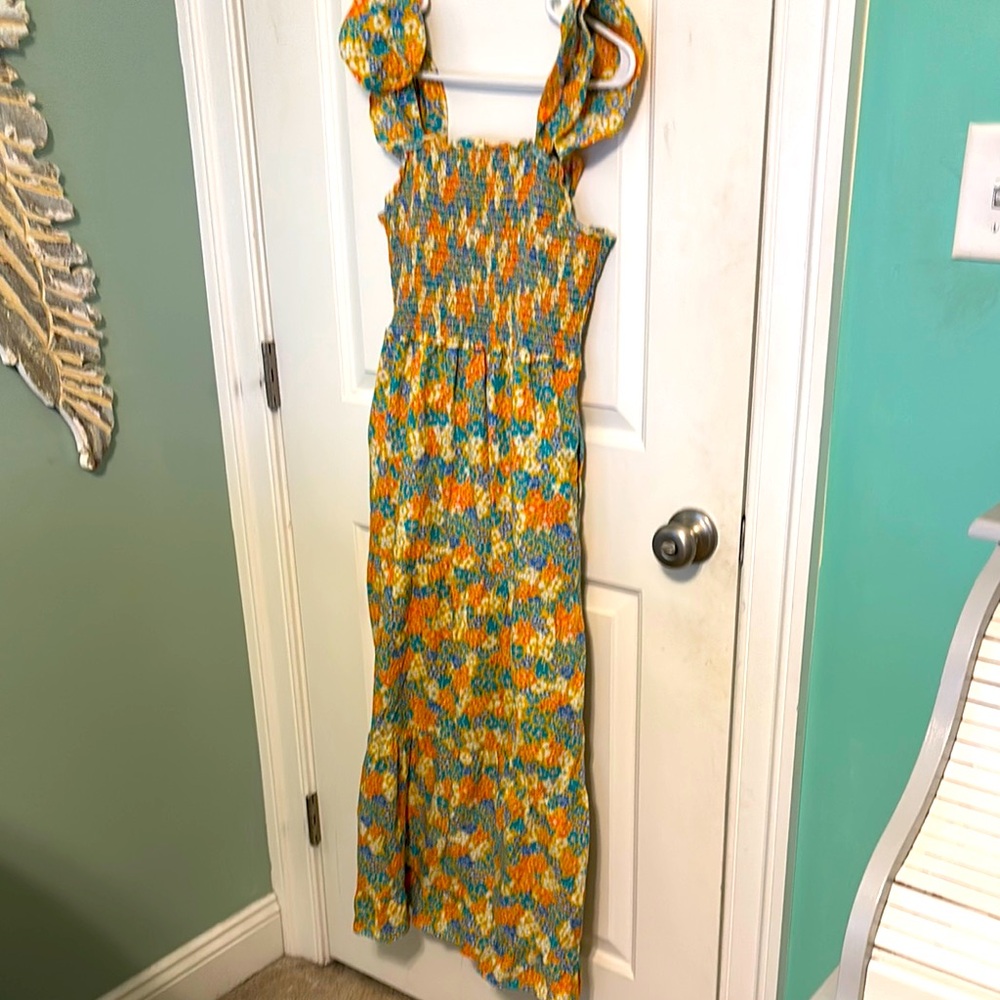 THML Floral Maxi Dress - Green and Orange